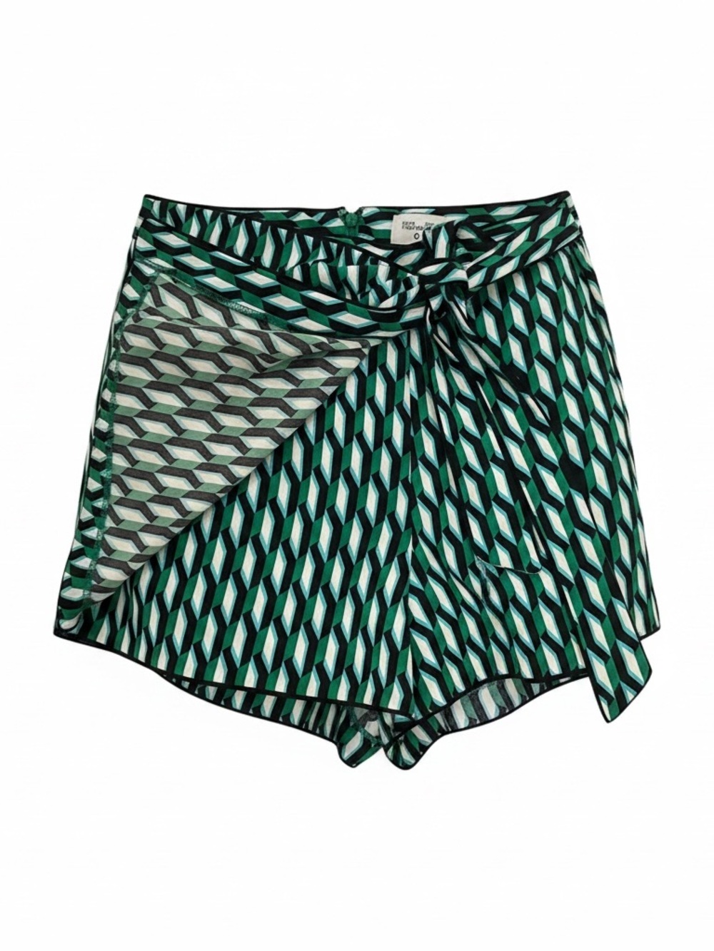 Diane Von Furstenberg Green Teal and Black Geometric Skort